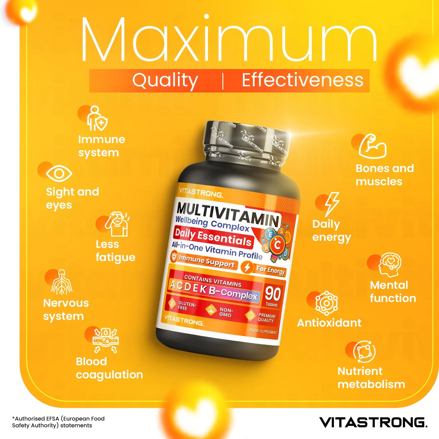 Vitastrong Complete Multivitamin Premium Quality, 13 Essential Vitamins High Dosage, Multivitamin for Men and Women Made in Italy, Pure and Certified Multivitamin Supplement, Multivitamin