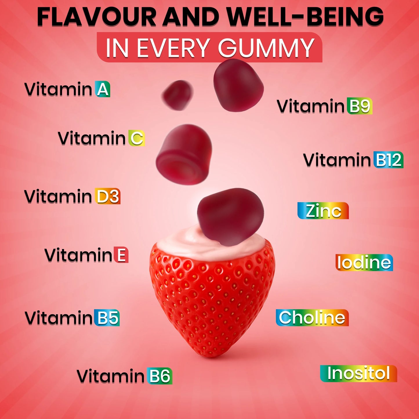 Full Multivitamin 120 Gummy Vitastrong, 13 Vitamins and Minerals, Multivitamin Complex Gummy Vitamins Adult Vegan without Sucrose, Multivitamin Gommose with Vitamins, Zinc, Iodine, Folate