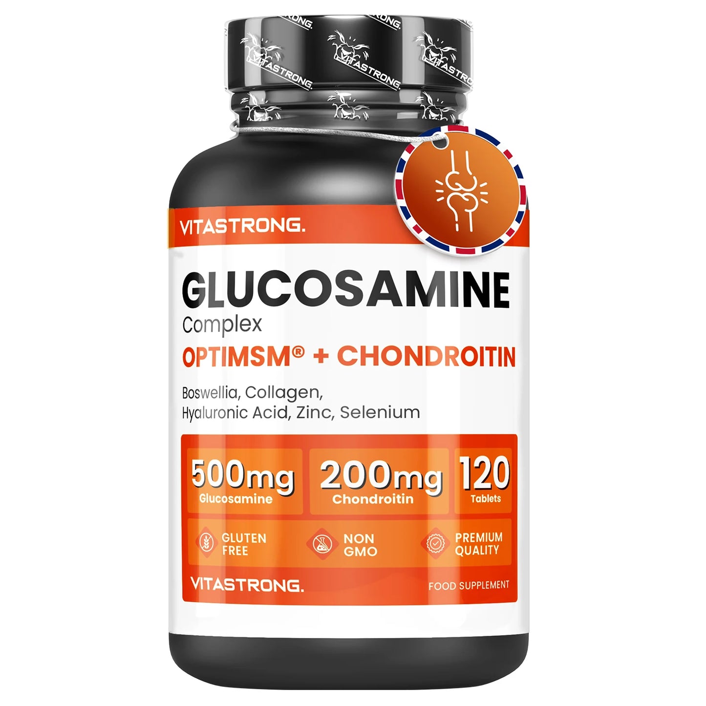 Vitastrong Glucosamine Chondroitin with MSM, Collagen and Hyaluronic Acid, Zinc, Selenium, Mangenese, Boswellia, Glucosamine Complex MSM Supplement, Bones, Joints, Cartilage, Premium Quality