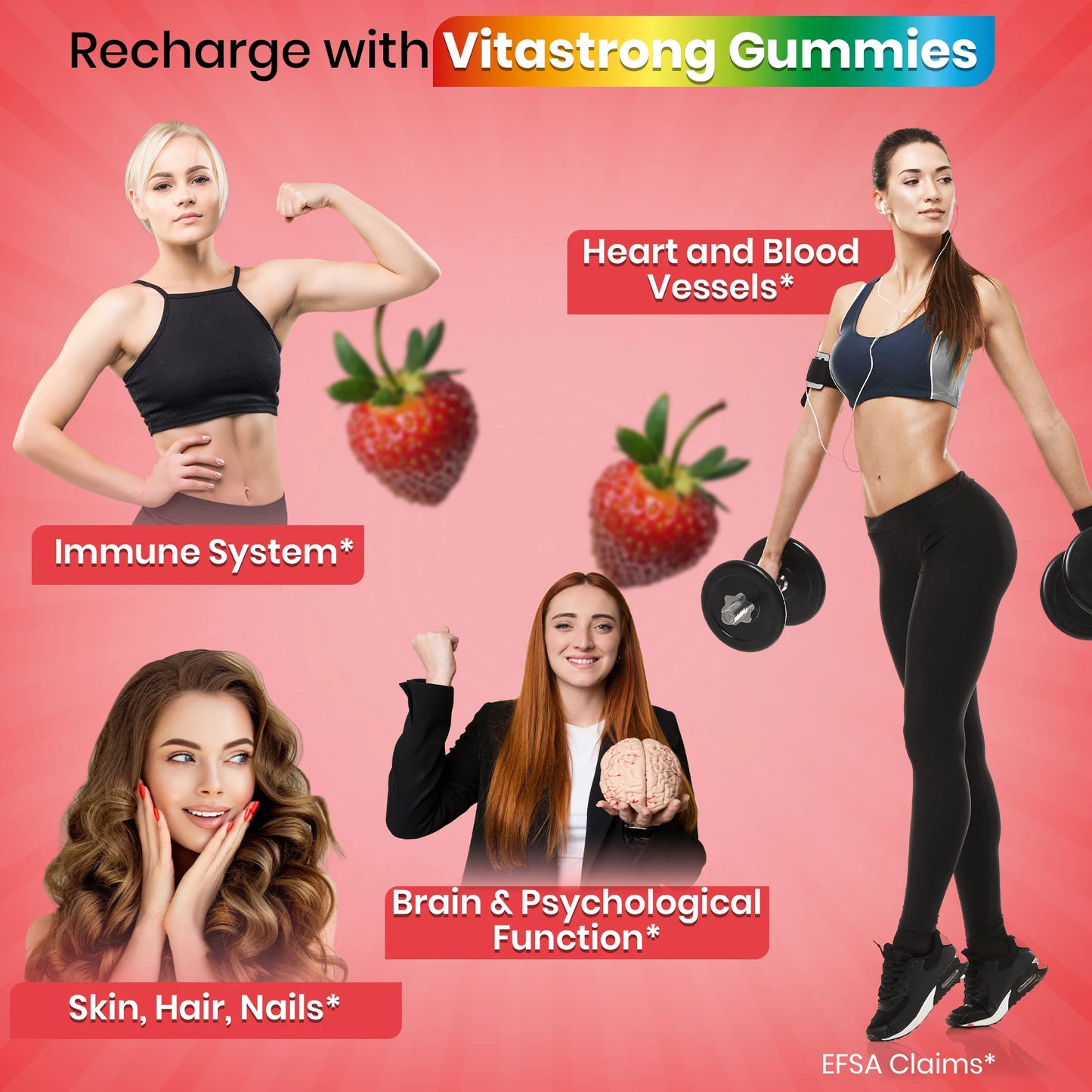 Full Multivitamin 120 Gummy Vitastrong, 13 Vitamins and Minerals, Multivitamin Complex Gummy Vitamins Adult Vegan without Sucrose, Multivitamin Gommose with Vitamins, Zinc, Iodine, Folate