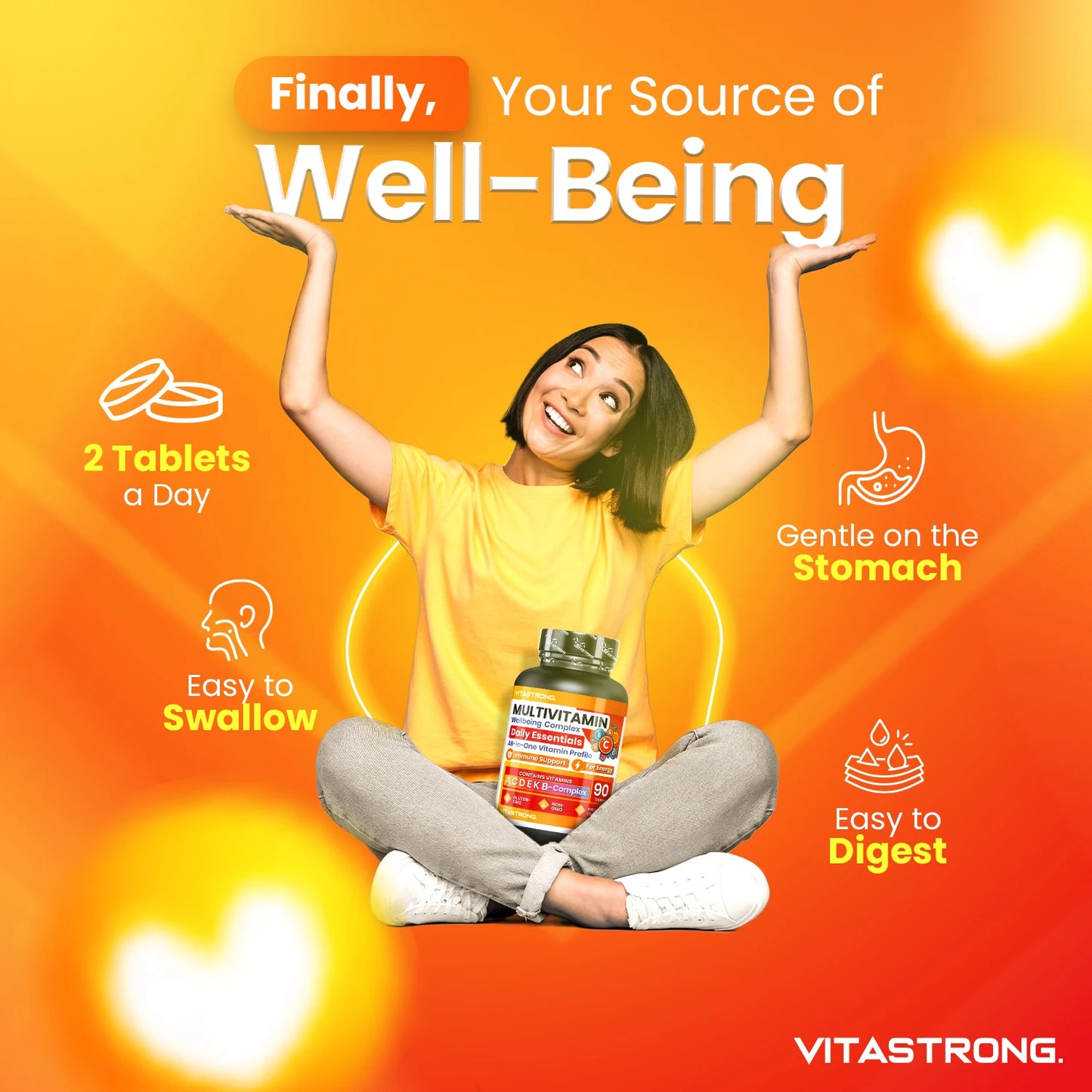 Vitastrong Complete Multivitamin Premium Quality, 13 Essential Vitamins High Dosage, Multivitamin for Men and Women Made in Italy, Pure and Certified Multivitamin Supplement, Multivitamin
