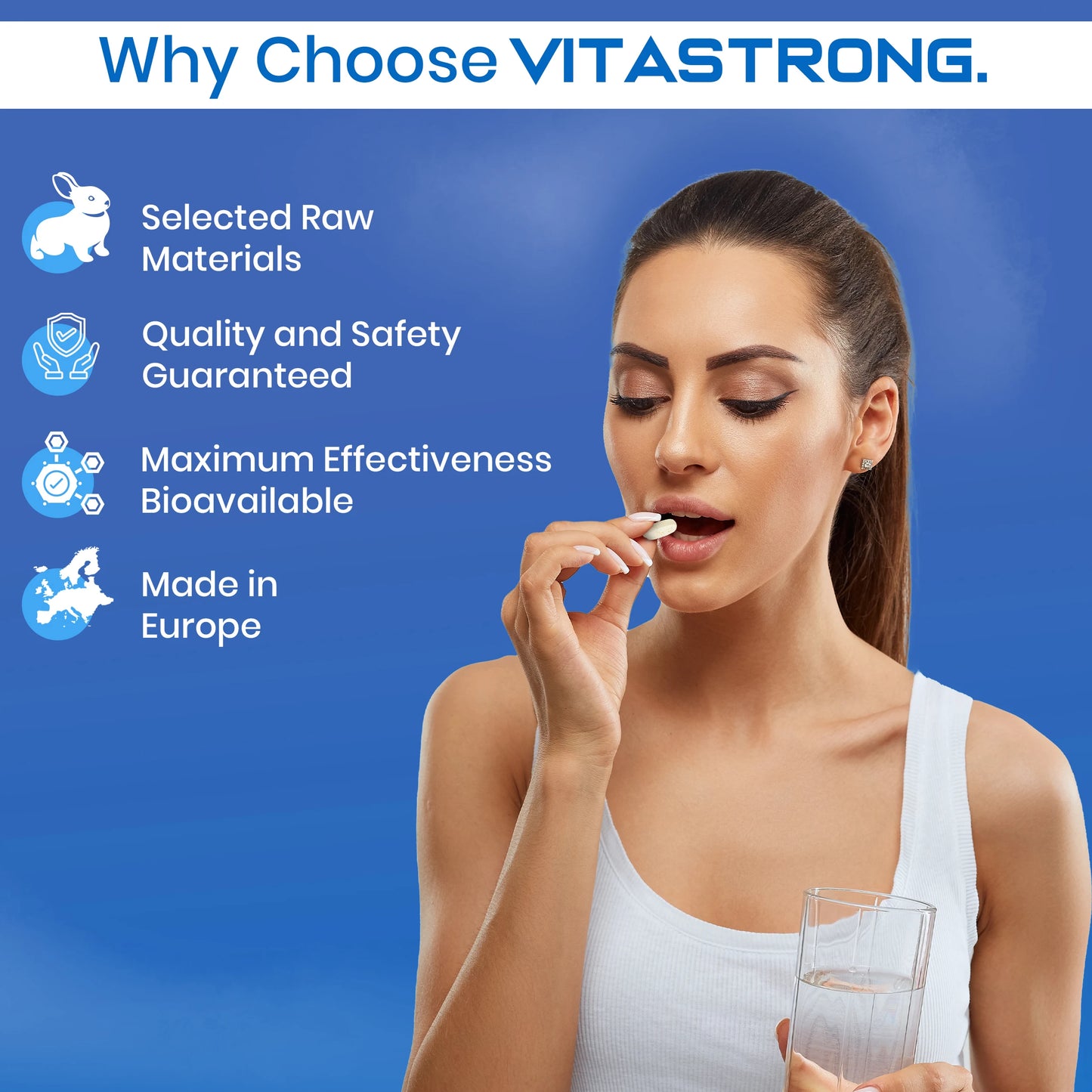 HYDROLIZED COLLAGENE 2000MG Vitastrong - Collinstant Collagen and Hyaluronic Acid with Biotin, Coenzyme Q10, Zinc, Selenium, Vitamin C, Vitamin D-Effective Formula-Premium Quality