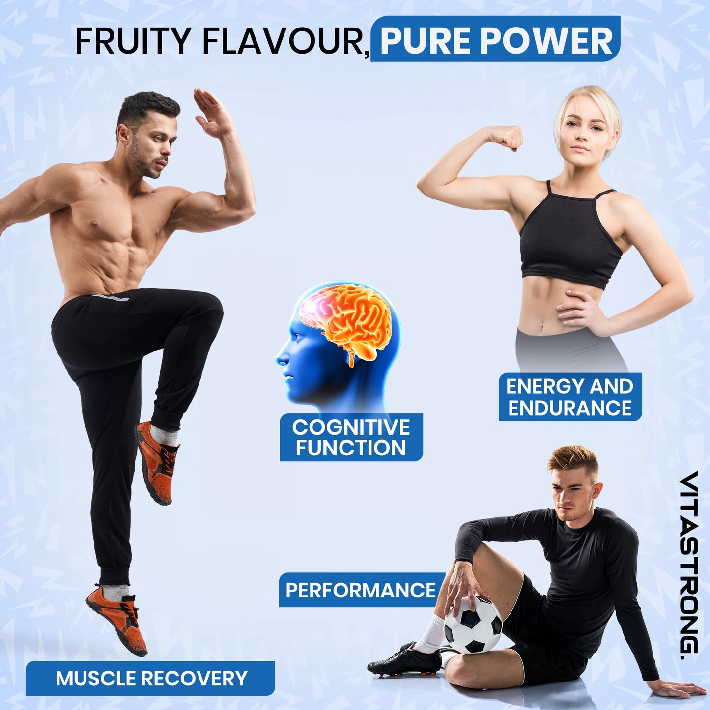 Creatine Monohydrated 3000Mg Vitastrong, 90 Creatine Gummy Vegan without Sucrose, Gluten or Gmos, Delicious Gummy Multifruit Men and Women, Alternative to Creatine Monohydrated Capsules and Tablets