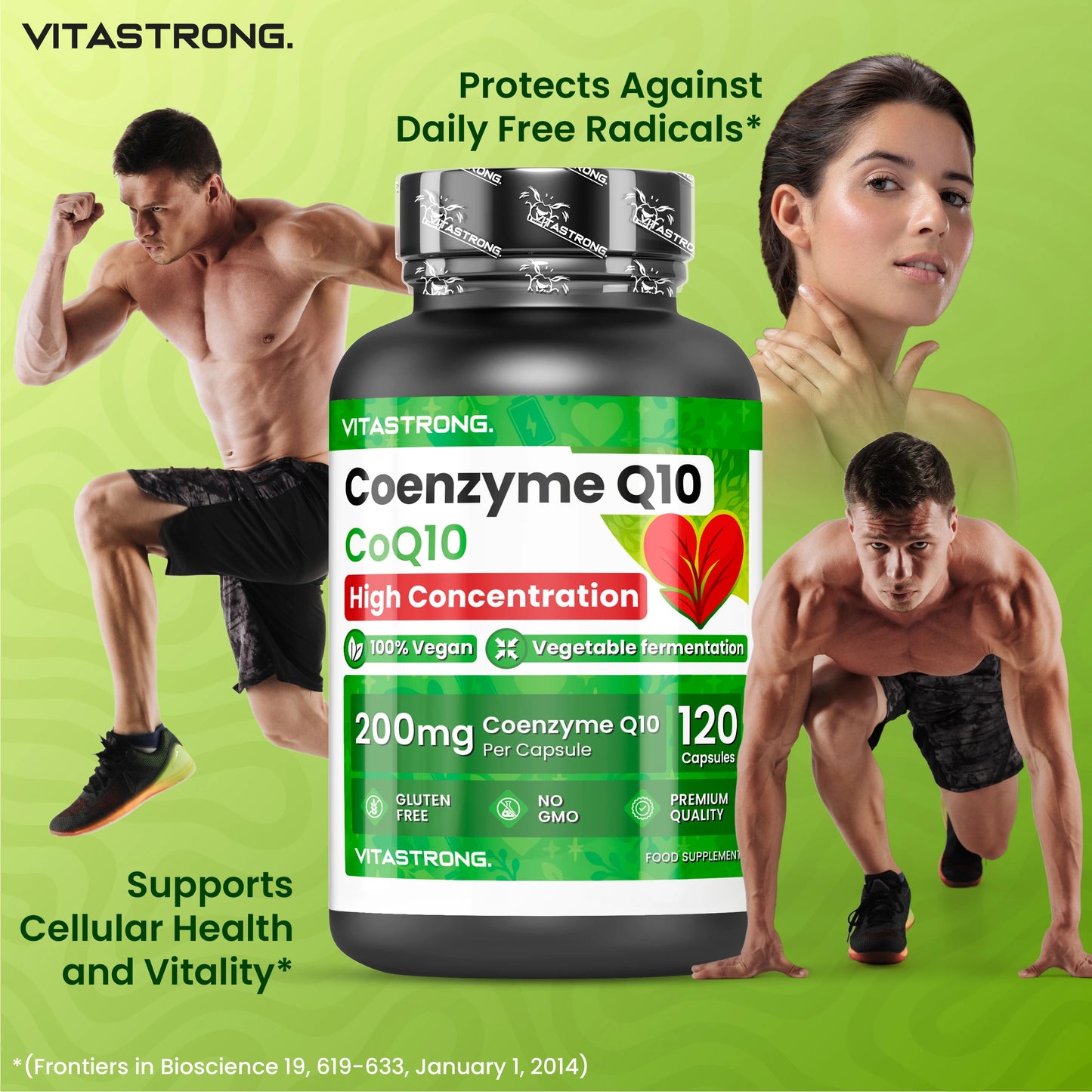 Coenzyme Q10 200Mg High Dosage, 1 Capsule per Day for 4 Months, 120 Capsules Coq10 200Mg Each, Q10 Coenzyme Premium Quality, Gluten-Or Gmo-Free, Supplement Made in Italy Certified