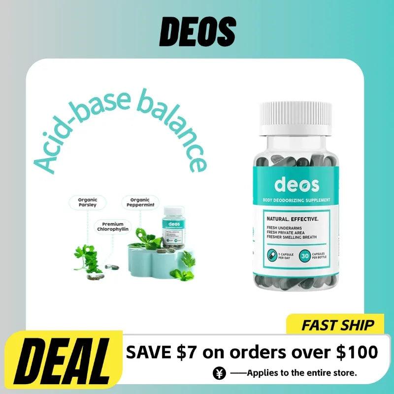 DEOS Body Deodorant Promotes Gut Health and Skin Health with Natural Chlorophyll That Freshens Underarm and Private Areas