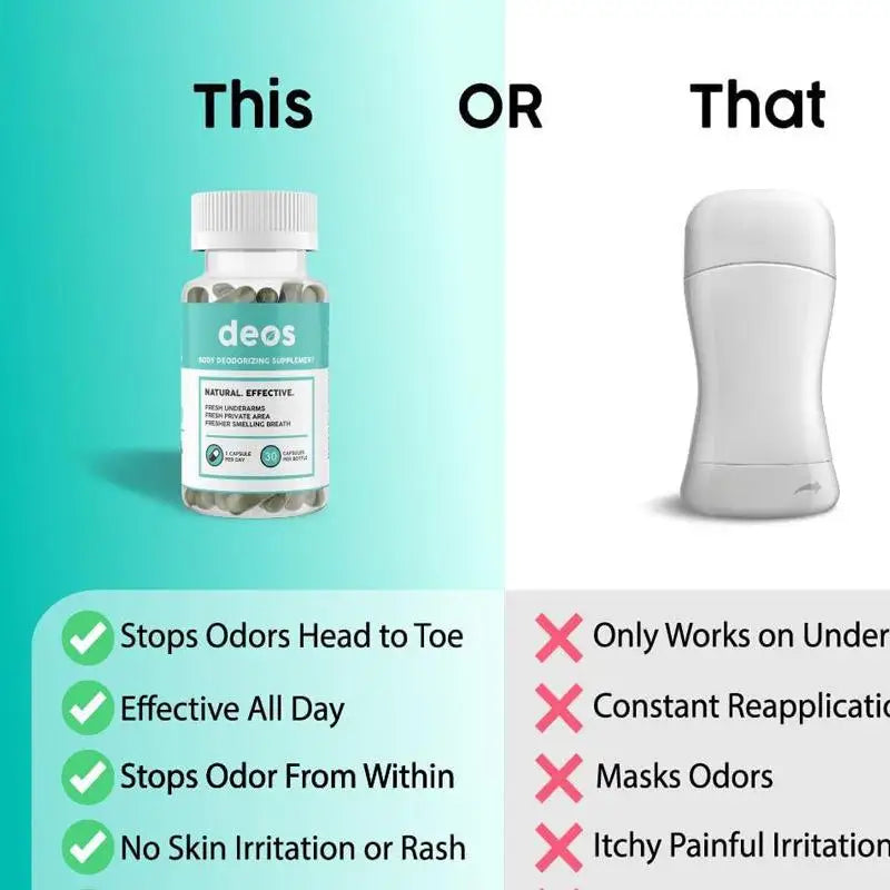 DEOS Body Deodorant Promotes Gut Health and Skin Health with Natural Chlorophyll That Freshens Underarm and Private Areas