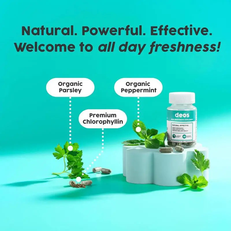 DEOS Body Deodorant Promotes Gut Health and Skin Health with Natural Chlorophyll That Freshens Underarm and Private Areas