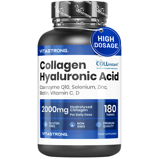 HYDROLIZED COLLAGENE 2000MG Vitastrong - Collinstant Collagen and Hyaluronic Acid with Biotin, Coenzyme Q10, Zinc, Selenium, Vitamin C, Vitamin D-Effective Formula-Premium Quality