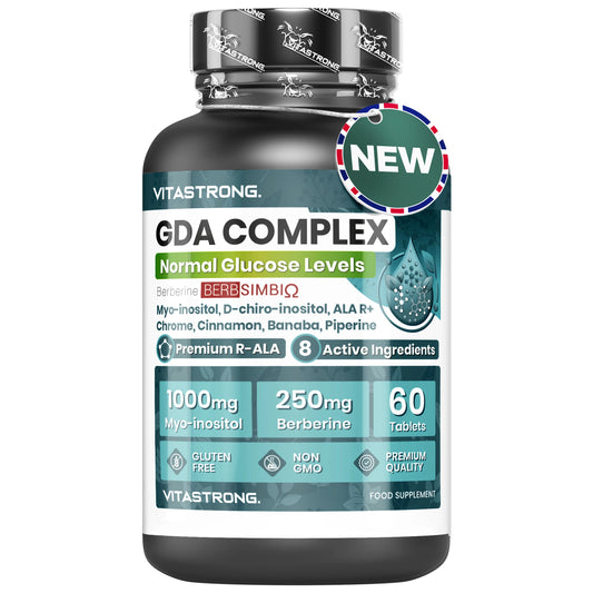 GDA Vitastrag Vegan Supplement, Lipid Complex with Berberine Berbsimb-Mi Ω 250Mg, Myo-Inositol 1000Mg, Alpha Lipoic Acid, Plant Extracts, Chromium for Normal Blood Glucose Levels, Gmo-Free