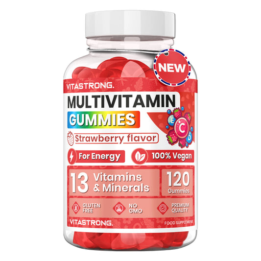 Full Multivitamin 120 Gummy Vitastrong, 13 Vitamins and Minerals, Multivitamin Complex Gummy Vitamins Adult Vegan without Sucrose, Multivitamin Gommose with Vitamins, Zinc, Iodine, Folate